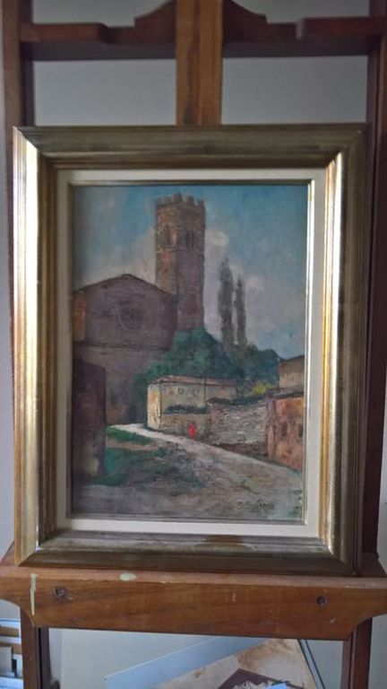 Kufferath Camille Brussel 1881-1955 Langres:Olie op doek ,Straat in Toscane  verkocht voor € 40!