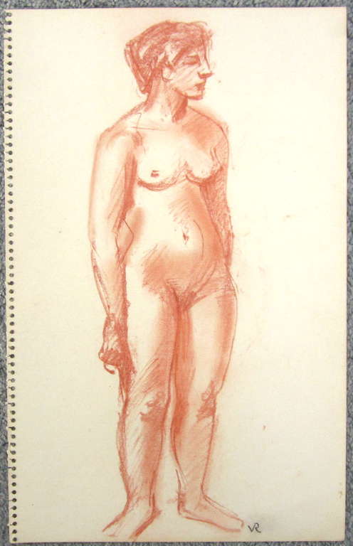 Otto van Rees 1884-1956, krijt-tekening uit schetsboek,  bladformaat 33.2 x 20.8 verkocht voor € 80!