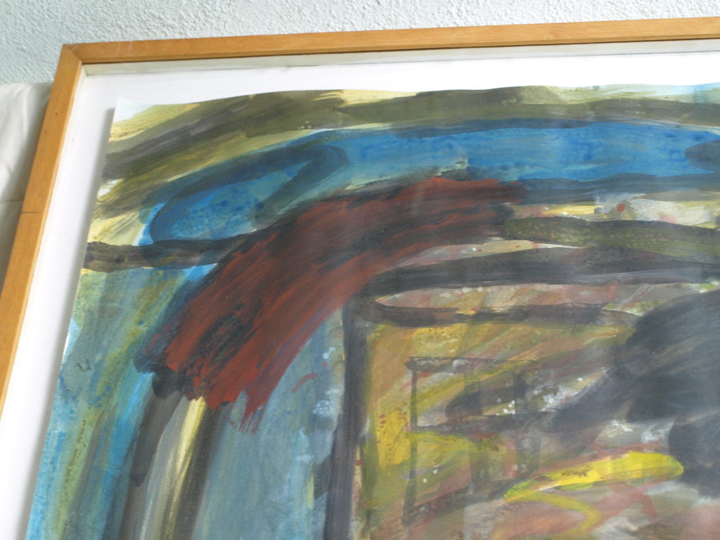 Einan Cohen : Acryl op papier , Landscape with Trees – Ingelijst - 1985  kopen? Bied vanaf 1!