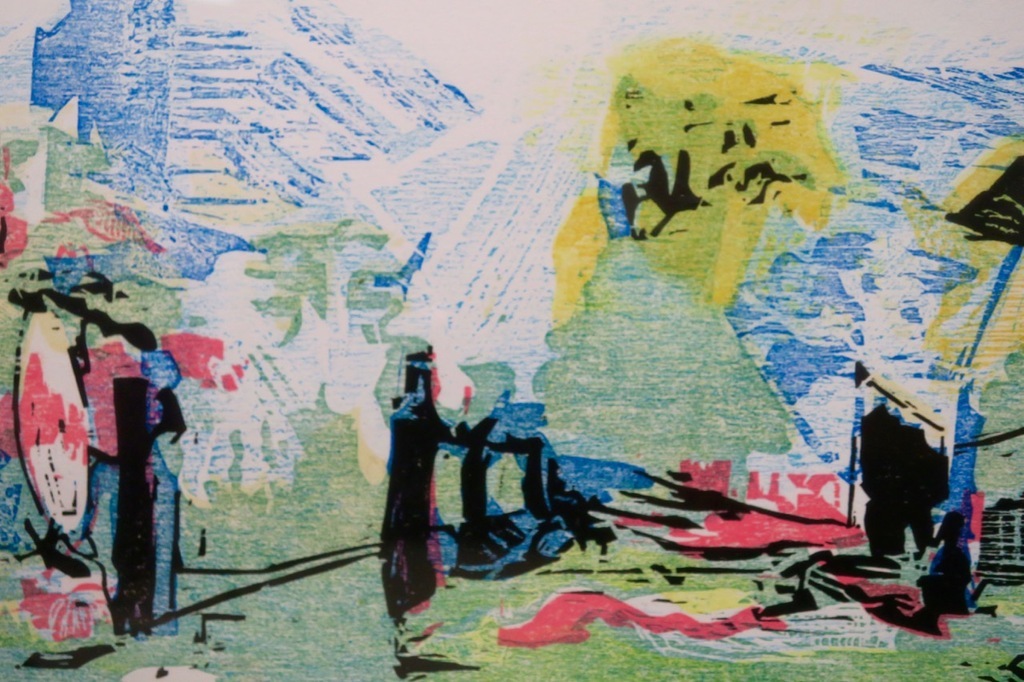 Wilfred Voet: Houtsnede, Z.T. (groen) - Ingelijst kopen? Bied vanaf 1!