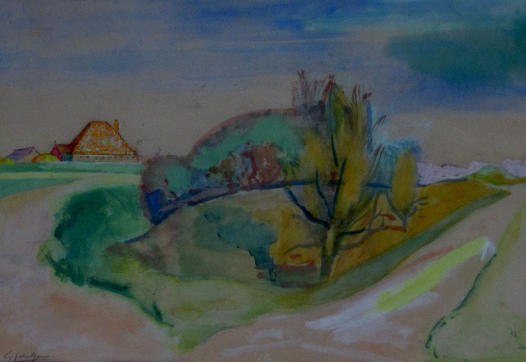Gerrit Jan de Geus - Pastel/aquarel - Krommenie 1954 kopen? Bied vanaf 85!