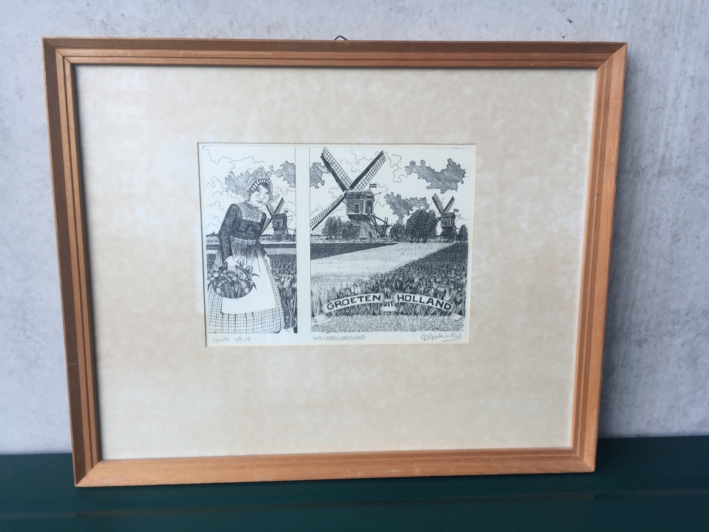 Gerrit Jan Groote Willink - Lijnets 1/5-13 1977 - Hollandslandschap kopen? Bied vanaf 1!