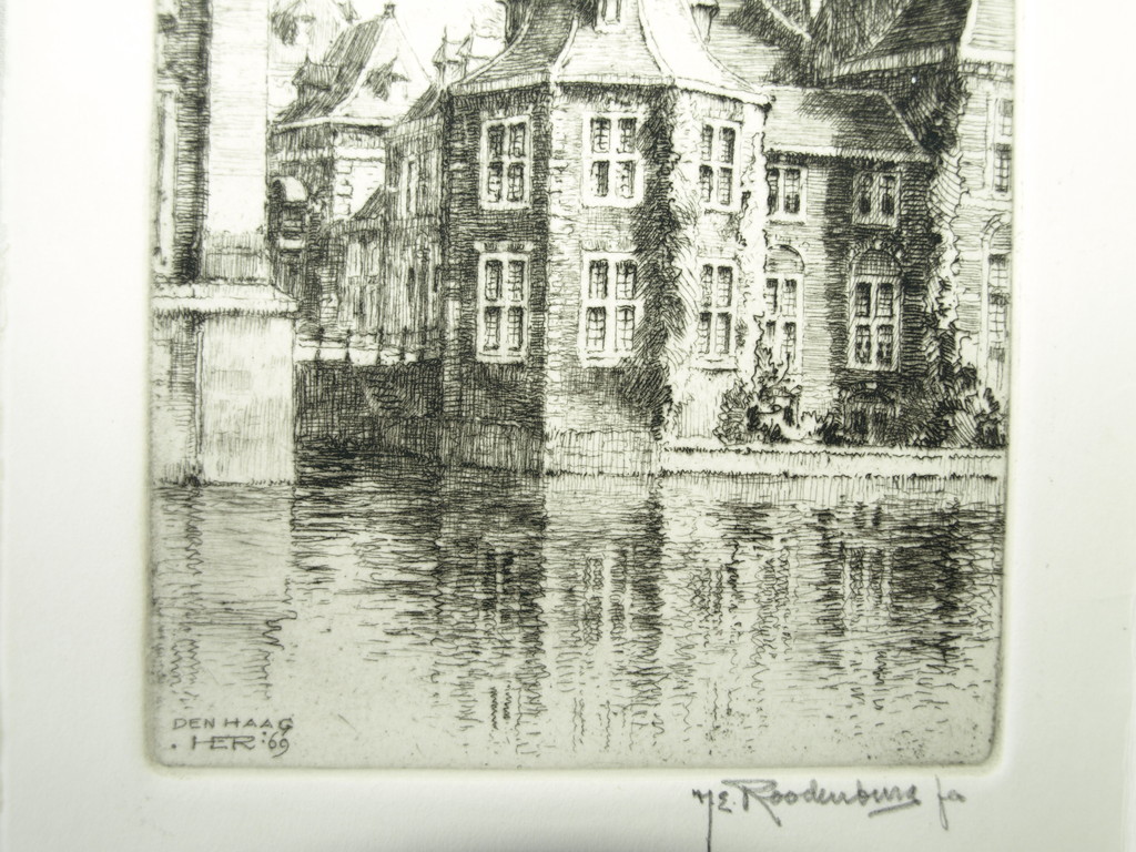 Hendrikus Elias Roodenburg : Kerstkaart met ets – Torentje Den Haag - 1969 kopen? Bied vanaf 1!