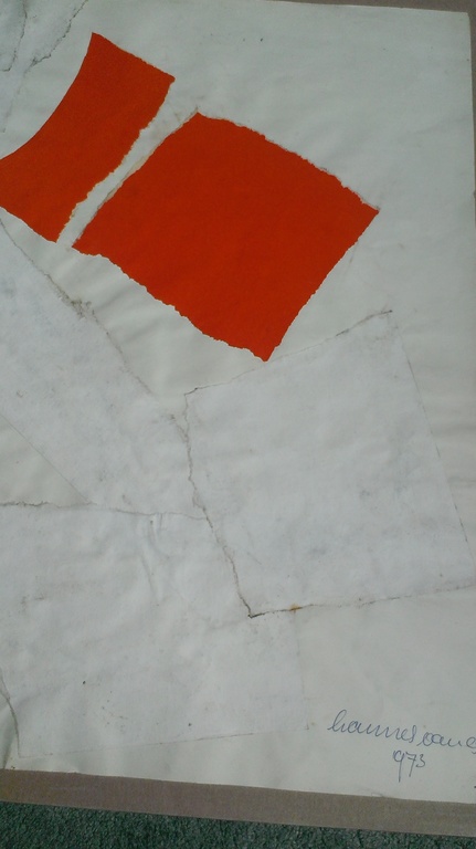 Hannes van Es, Collage op papier 1973 unica kopen? Bied vanaf 1!