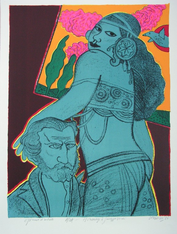 Corneille - zeefdruk - Aïda, hommage á Guiseppe Verdi - 1986 E/A exemplaar kopen? Bied vanaf 175!