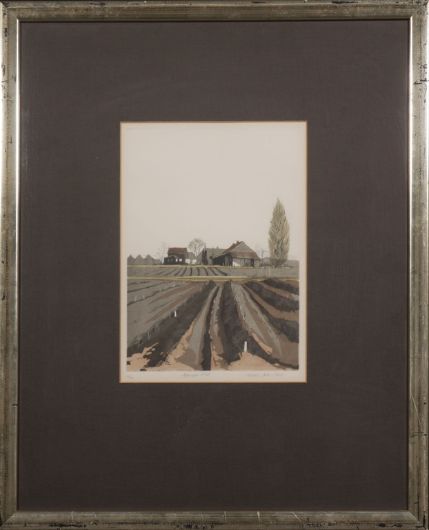 Michael John Hunt: Ets en Aquatint, Asparagus field - Ingelijst kopen? Bied vanaf 1!