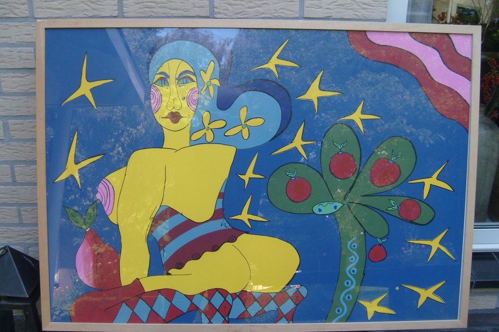 Patty Harpenau, zeefdruk, houten lijst met glas. verkocht voor € 150!