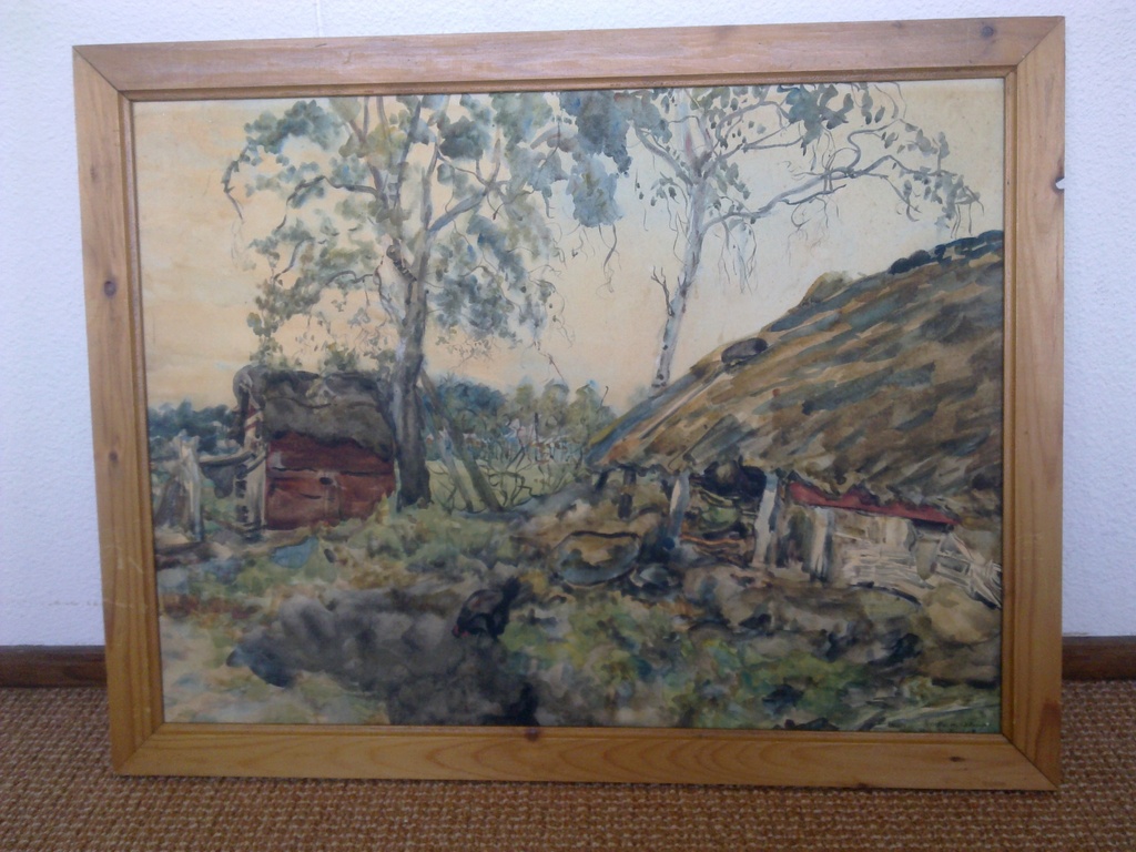 Gerhard Christiaan Haverkamp, aquarel, boerderij en schuurtje bij zonsopgang kopen? Bied vanaf 50!