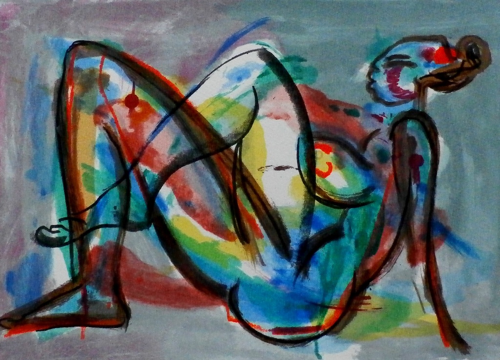 Erwin de Vries - Litho: liggend naakt 2- 1999 verkocht voor € 75!