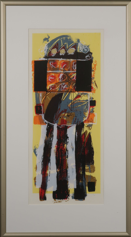 Pieter Vermeulen: Zeefdruk, Huisje - Ingelijst verkocht voor € 40!