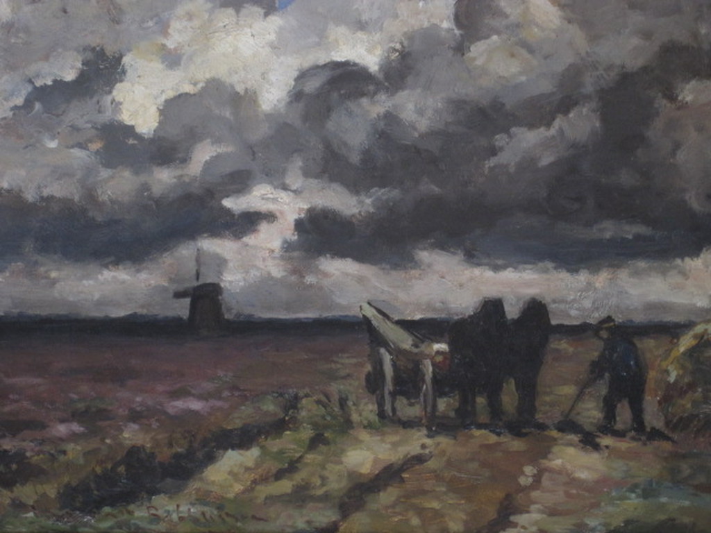 Hollands neo-impressionisme olieverf 1920 "landschap met boer en kar" gesigneerd kopen? Bied vanaf 1!