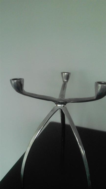 Gepolijst aluminium driearmige kandelaar Spider kopen? Bied vanaf 15!