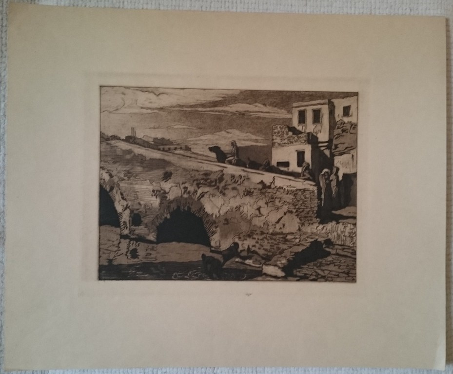 Contrastrijke grote ets van voor mij onbekende kunstenaar kopen? Bied vanaf 1!