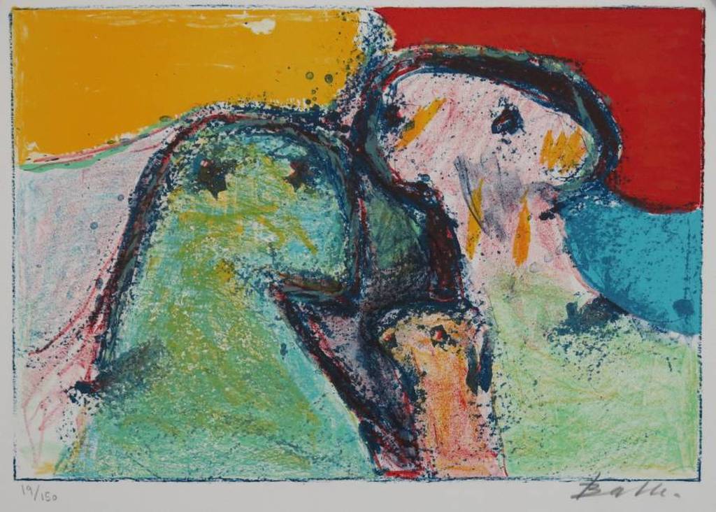 Mogens Balle: Kleurenlitho, Vreemde wezens (CoBrA) verkocht voor € 90!