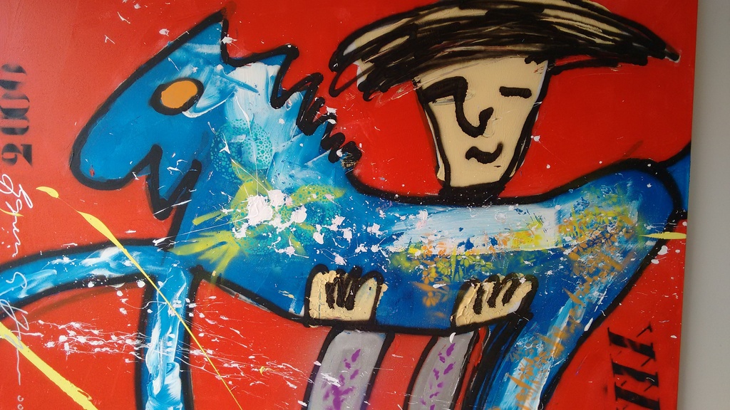 Greger Espen Hagen schilderij, the horse, 150 x 100 cm verkocht voor € 400!