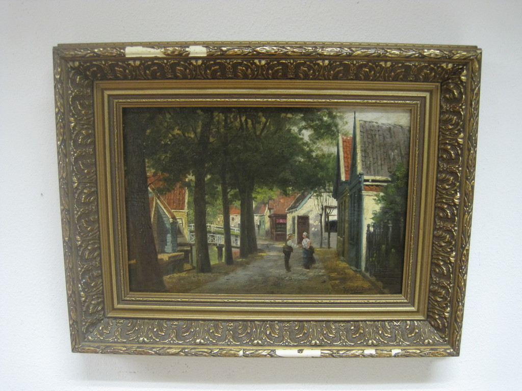 Johan Gerstenhauer Zimmerman  - olieverf ca. 1900  "Hollands dorpsgezicht"  kopen? Bied vanaf 1!