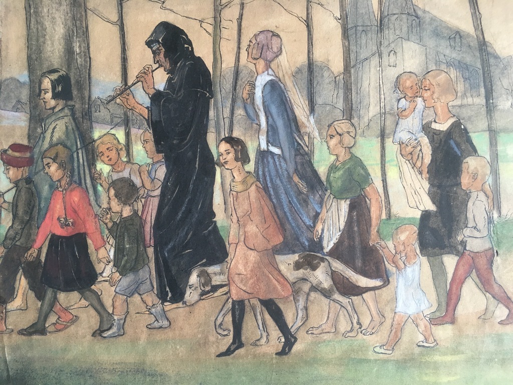 Vic van Schoonhoven van Beurden - pen, krijt, aquarel - Rattenvanger van Hameln kopen? Bied vanaf 10!