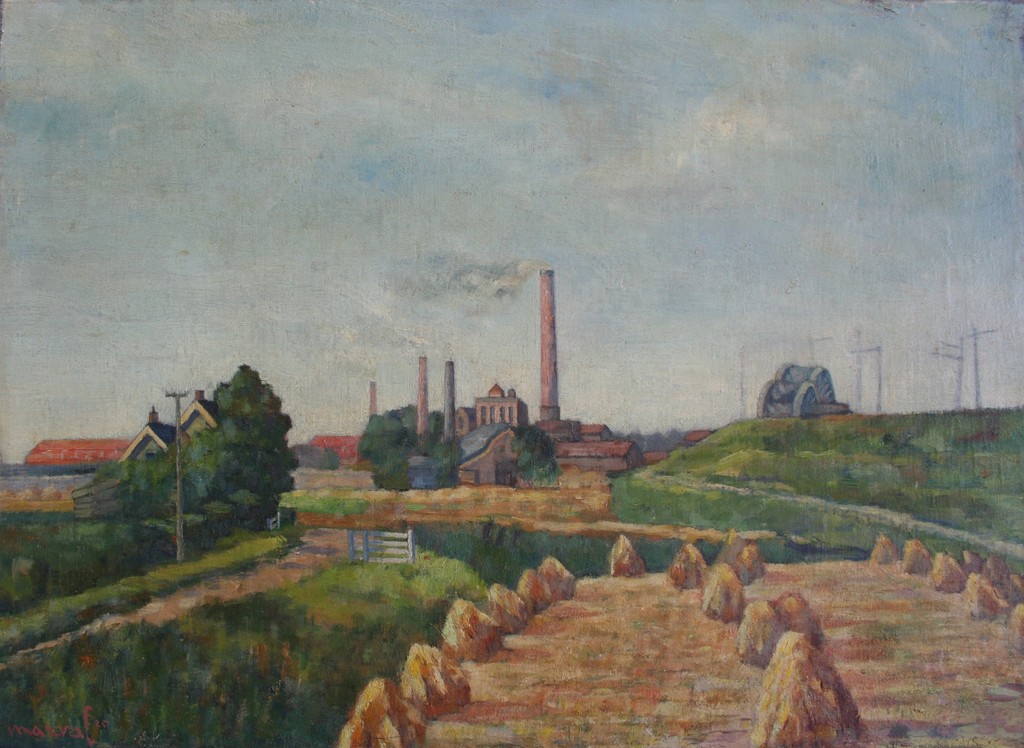 Jacqueline Marval, olieverf op doek, 1925, fabriek in een landschap kopen? Bied vanaf 60!