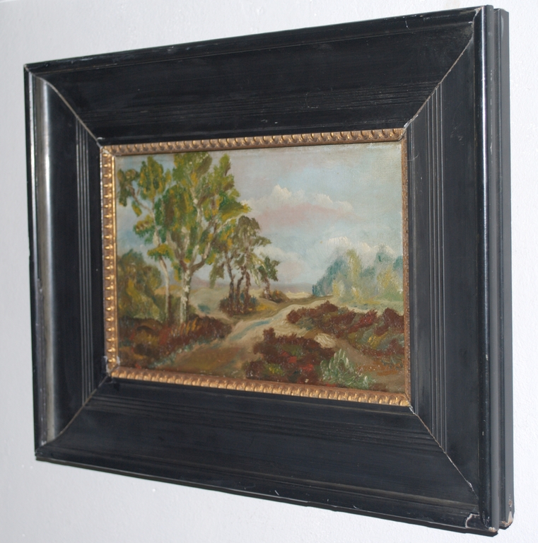 Bos- en heidelandschap - olieverf op doek - gesigneerd verkocht voor € 35!