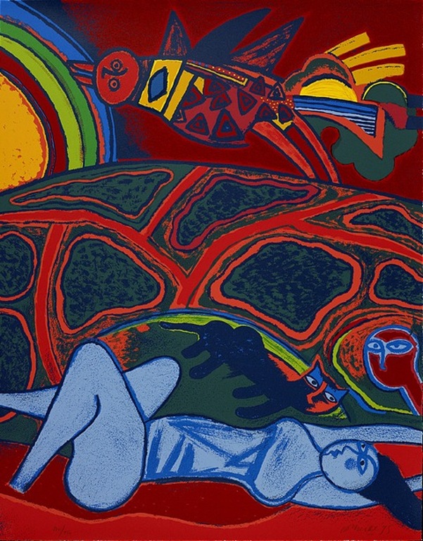 Corneille, zeefdruk: Grande terre à l'arc-en-ciel verkocht voor € 390!