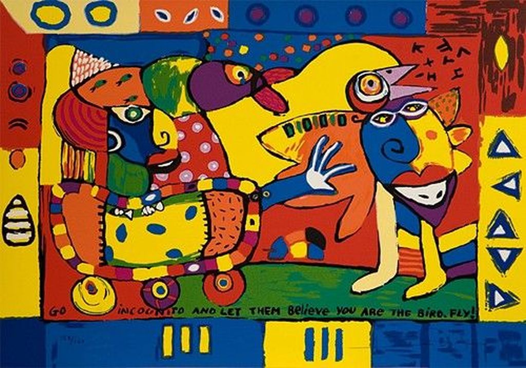 SIMON & BRUNO  Zeefdruk(72x55cm)  INCOGNITO  Handgesigneerd verkocht voor € 55!