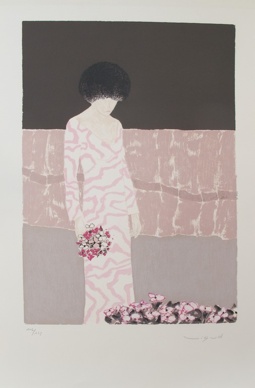 André Vigud - Femme avec fleurs II - handgesigneerde litho, 175 ex. kopen? Bied vanaf 25!