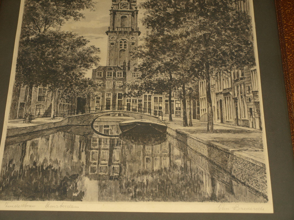 Ets of prent – Zuidertoren Amsterdam – Ingelijst - Oud kopen? Bied vanaf 1!