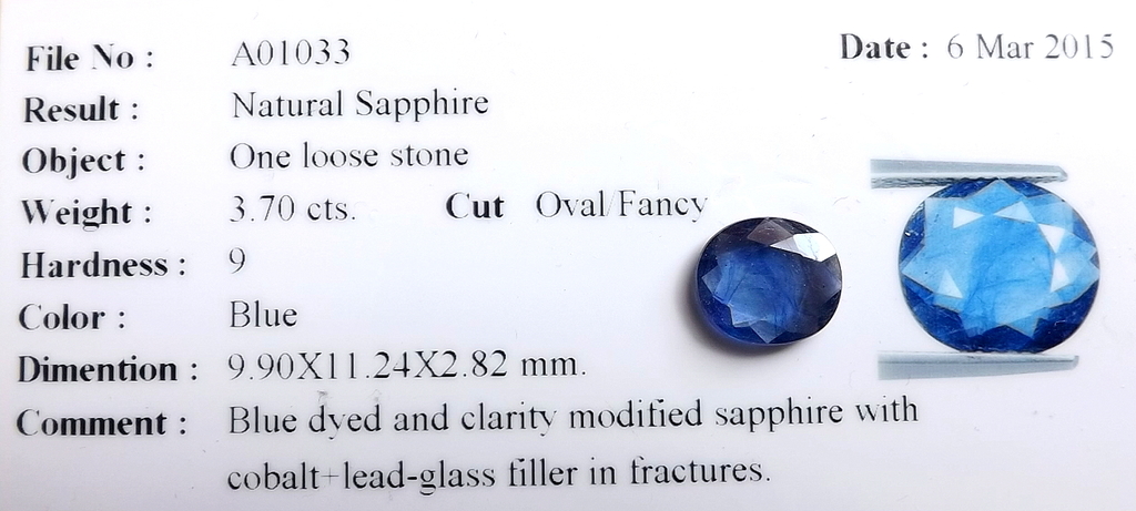Dubbelzijdig facet geslepen Blauwe Saffier van 3.70 kt - gecertificeerd kopen? Bied vanaf 1!