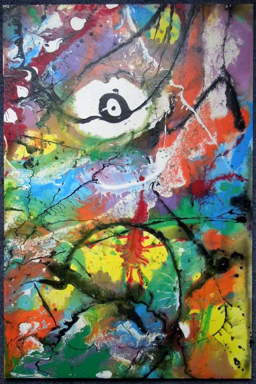 FRANZ J. BLANK Abstracte compositie - acrylverf  verkocht voor € 80!