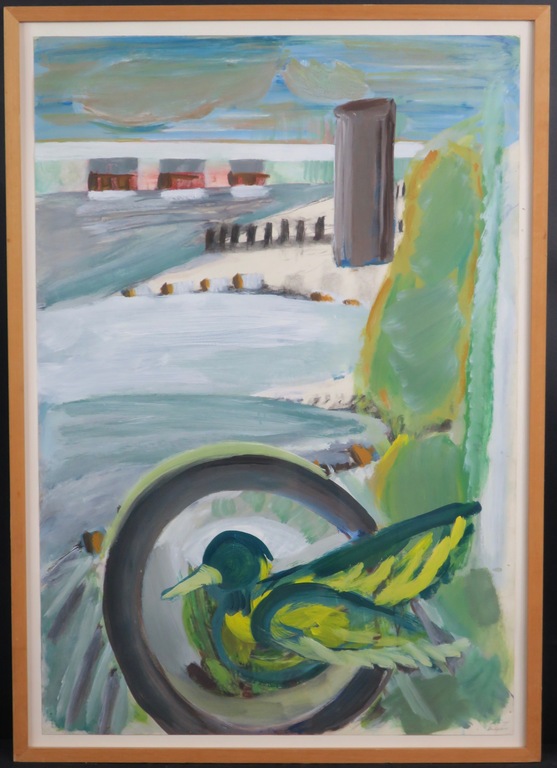 Gerda ten Thije: Acryl op papier, Broedgebied -Ingelijst  kopen? Bied vanaf 60!
