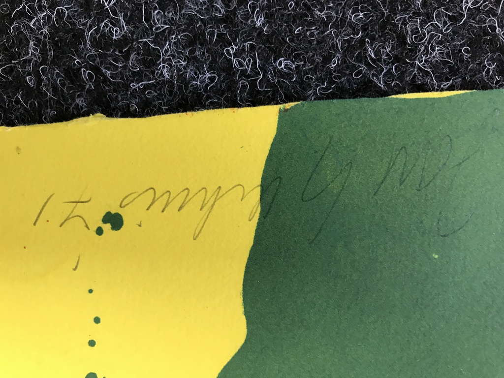 JAN SIERHUIS originele zeefdruk , landschap met rode doos en stoel1971 kopen? Bied vanaf 1!