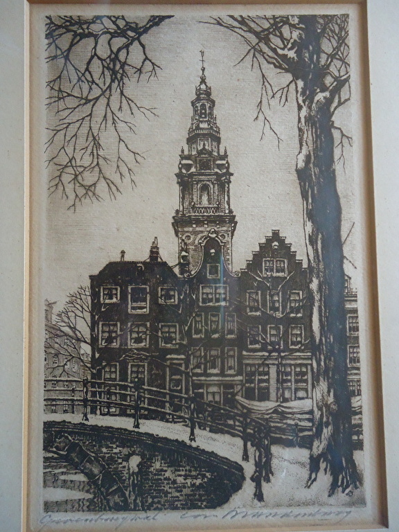 Cornelis Brandenburg ( 1884 - 1954 ) - ets - Groenburgwal. kopen? Bied vanaf 1!