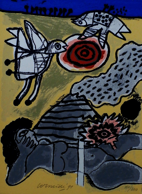 Corneille - zeefdruk: Terre Habitee - 1997 verkocht voor € 125!