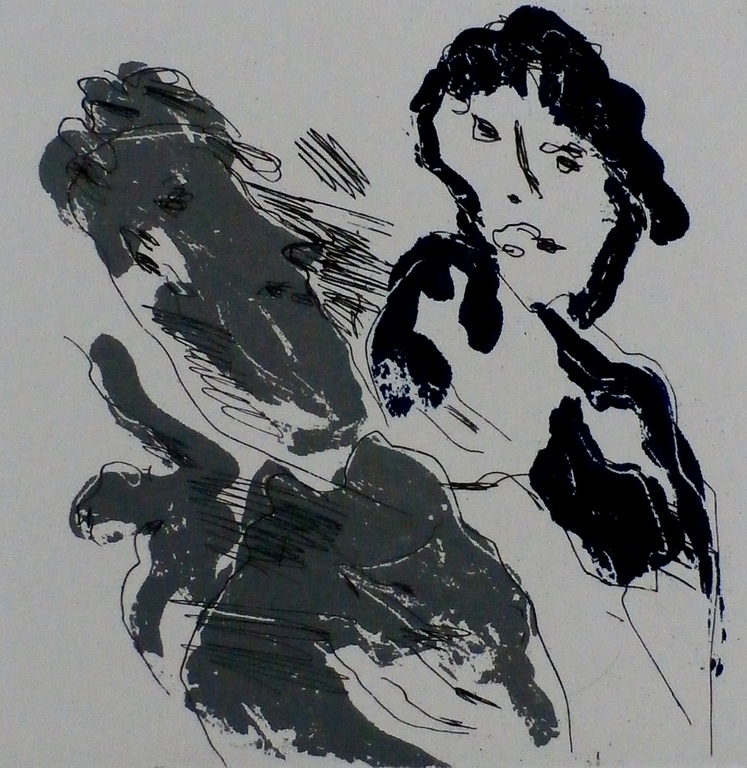 Jan Sierhuis - ets/aquatint - 1996 - met opdracht: voor Rina verkocht voor € 65!