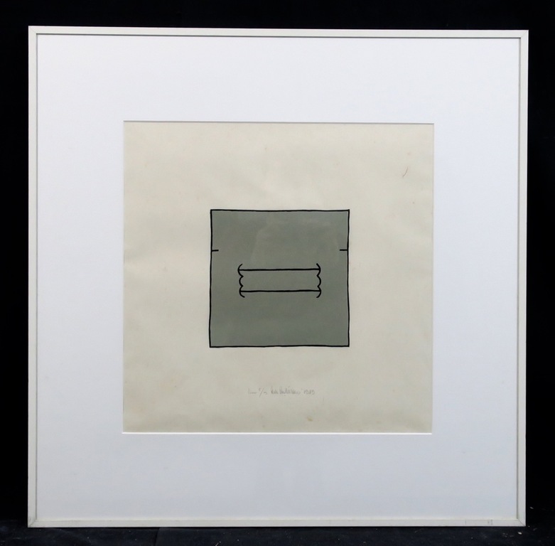 Cees Andriessen: Lino op Japans papier, Zonder titel - Ingelijst verkocht voor € 35!