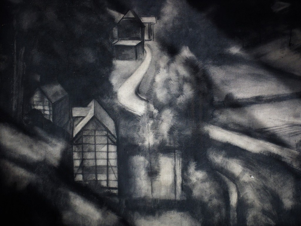Post-Impressionistisch 1935 Houtskooltekening "Bergachtig landschap" gesigneerd  kopen? Bied vanaf 1!