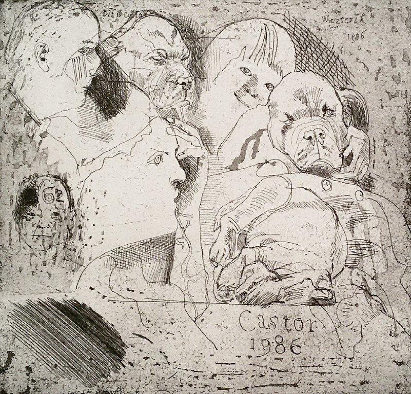 Co Westerik - Castor, ets (ingelijst) verkocht voor € 190!