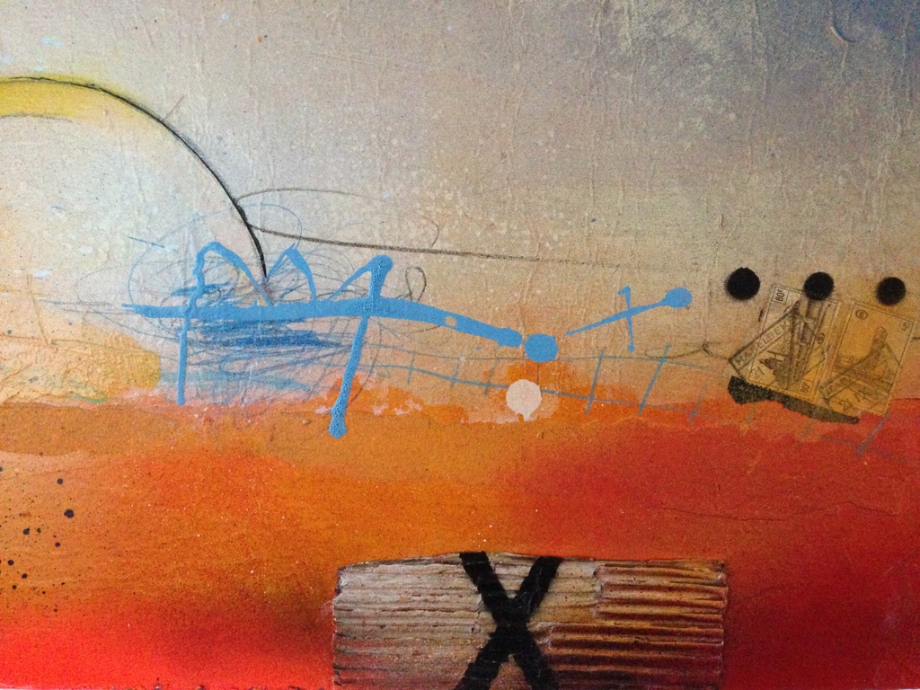 theo koster , gemengde techniek op paneel , titel; walk the line  kopen? Bied vanaf 250!