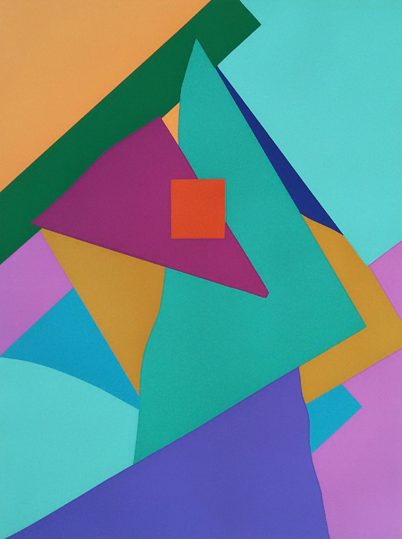 Richard Mortensen - Geometrisch abstracte compositie, zeefdruk verkocht voor € 95!