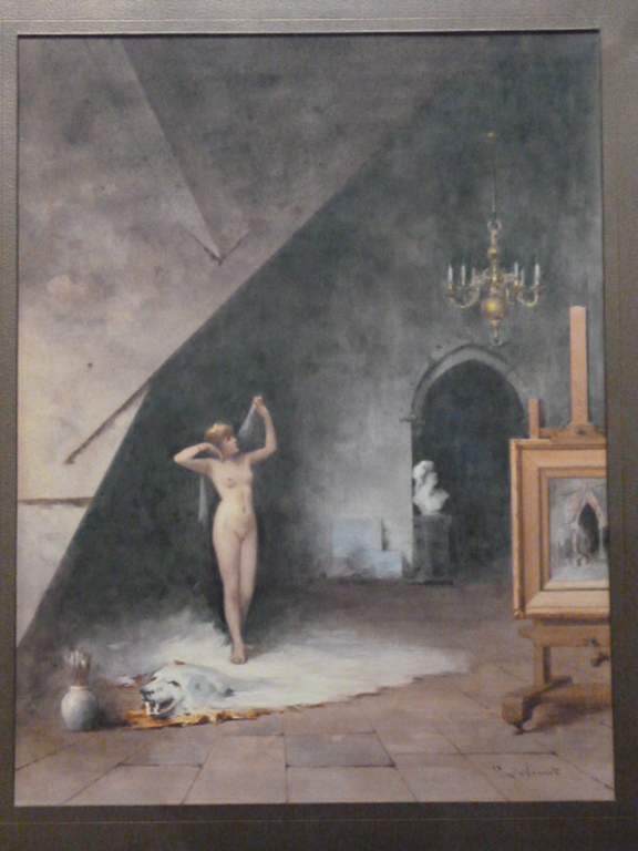 Philip Pieter Windt - aquarel - Naaktmodel in schildersatelier verkocht voor € 395!