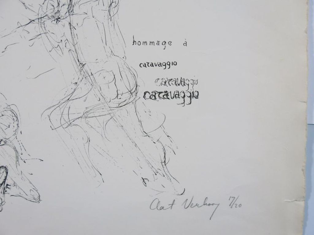 Aat Verhoog: Litho, Hommage à Caravaggio kopen? Bied vanaf 50!