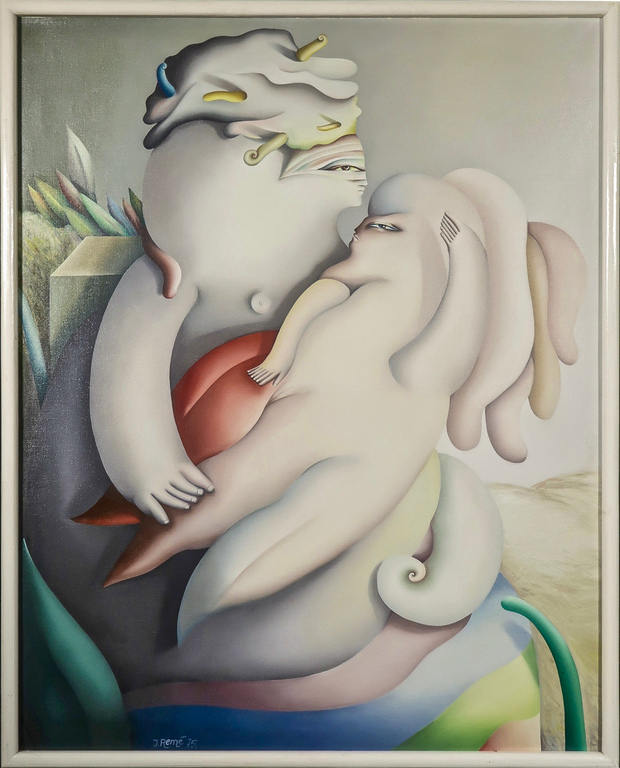 Jorg Reme: Olieverf, Zonder titel - Ingelijst (Zeer groot) verkocht voor € 750!