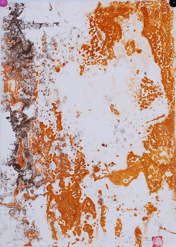 Theo Niermeijer: Oxide druk (Roestdruk). Monotype. verkocht voor € 100!