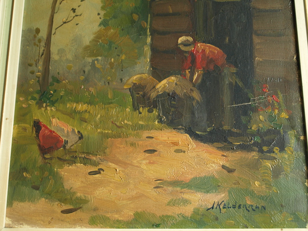 Jan Kelderman : Olieverf op doek, Boerin – gesigneerd & ingelijst - ca 1960 kopen? Bied vanaf 1!