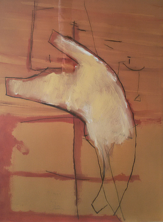 Miguel Ybanez - Abstract, gemengde techniek op papier (mooi ingelijst, groot) kopen? Bied vanaf 175!