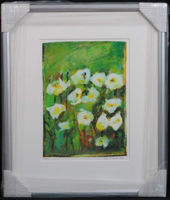 Franz Lauter: Zeefdruk, Narcissen - ingelijst kopen? Bied vanaf 35!