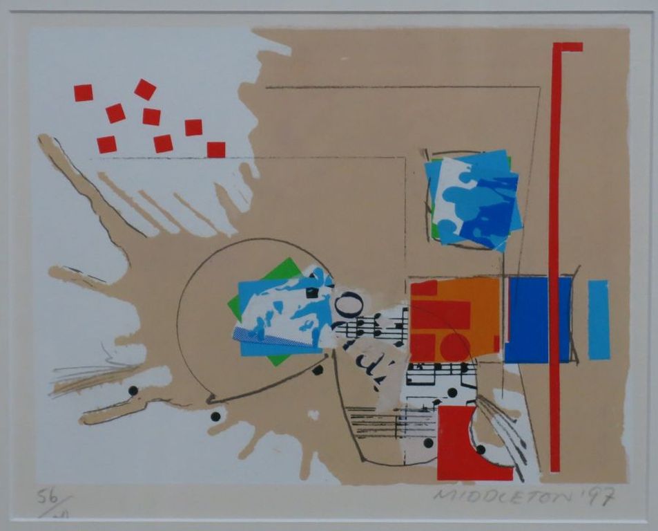 Sam Middleton: Zeefdruk, Muzieknoten - Ingelijst verkocht voor € 65!