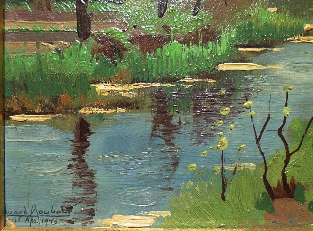 Eduard Houbolt - Landschap met riviertje, olieverf op board (ingelijst) kopen? Bied vanaf 195!