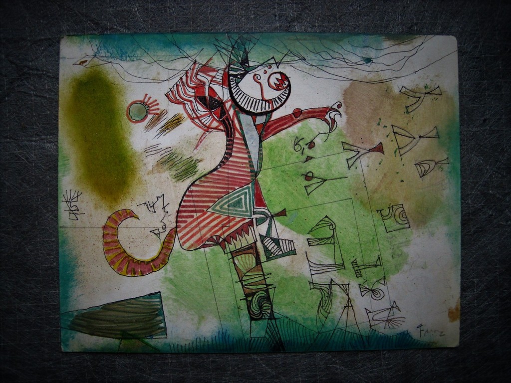 Nieuwe Haagse School Aquarel/Inkt "fantasie dierfiguur" van Piet Franz 1922-1991 kopen? Bied vanaf 1!