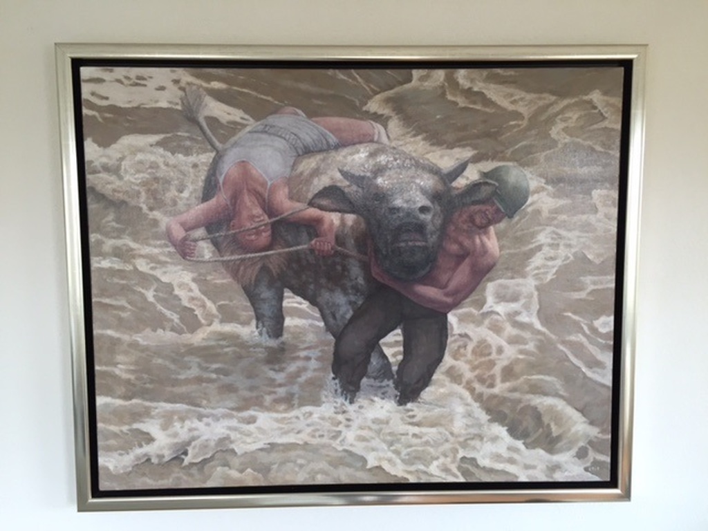 Erik Tierolf, Olieverf schilderij, Stier verkocht voor € 1000!